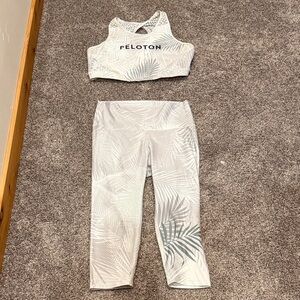 Peloton White Palm Print Activewear Set